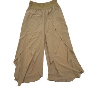 Halara Tan High Waisted Split Leg Tulip Breezeful Pants XL NWT Flowy Palazzo